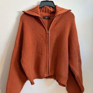 Able Norma Zip Front Sweater Women’s XL | Rust Orange Knit Full Zip Jacket